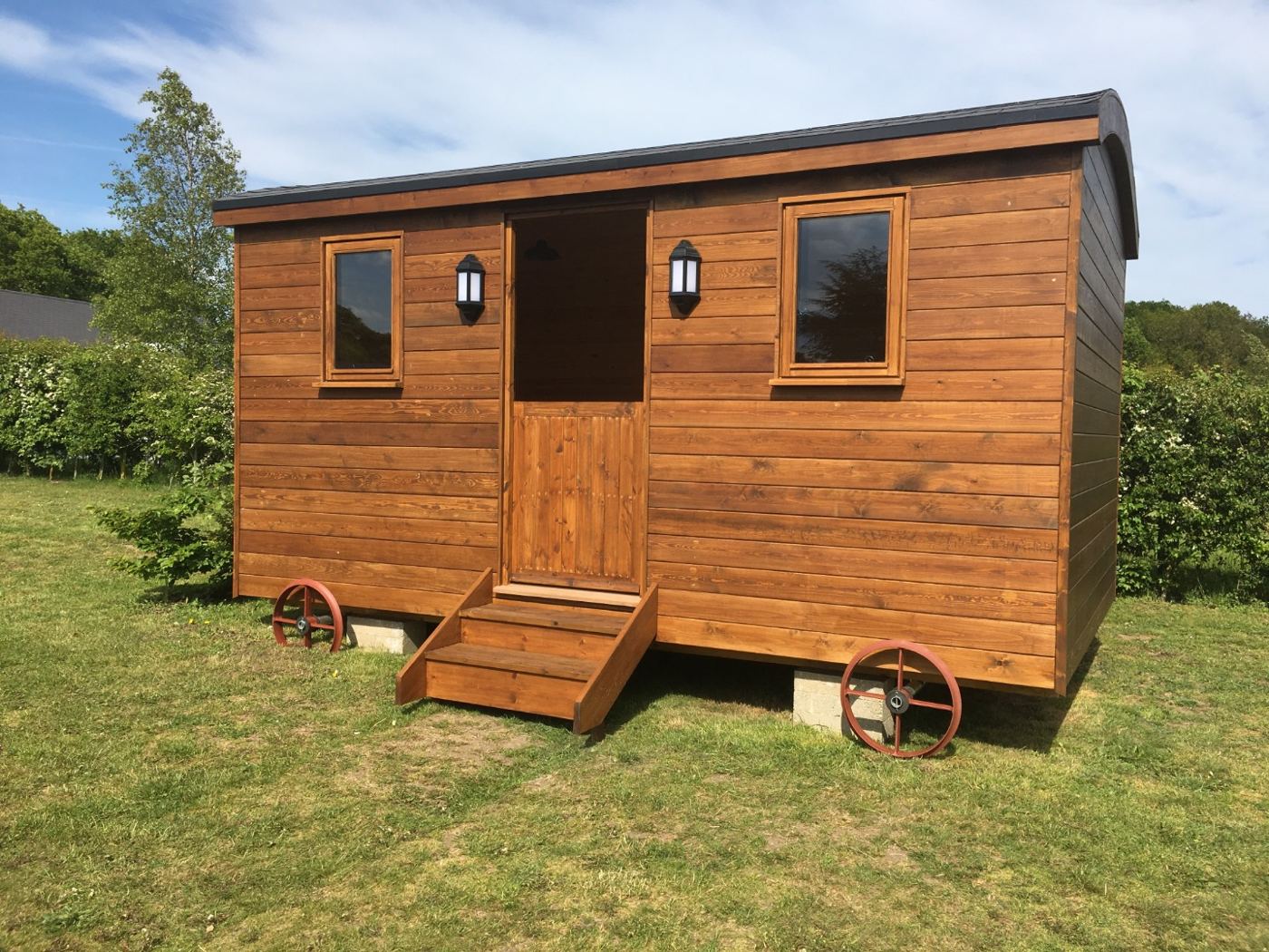 Shepherd hut with the door open